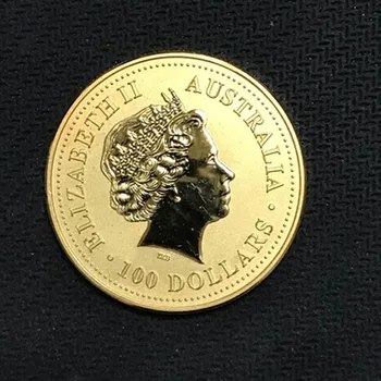 100 Pc ' er Ikke Magnetiske Australske Kinesiske Stjernetegn Dragen dyr badge 24K guld belagt 34 mm Elizabeth collectible Mønt
