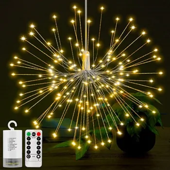 150/120/100LEDs Hængende Starburst Fe Lyser, Batteri-LED Fyrværkeri kobbertråd String Lys Fjernbetjening Ferie Nat lys