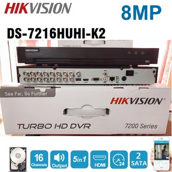 16CH 5 I 1 AHD DVR DS-7216HUHI-K2 Støtte CVBS TVI CVI AHD Analoge og IP-Kameraer P2P Cloud H. 265 HDMI-kompatibel video-optager