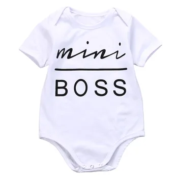 2019 Lille Barn Spædbarn Baby Drenge Piger Brev Bodysuit Buksedragt Palysuit Tøj Sunsuit Tøj Hvid