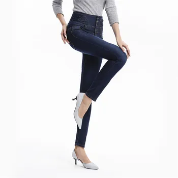 2020 Jeans Dame Høj Talje Elastik Tynde Denim Lang Blyant Bukser Plus Size Kvinde Jeans Camisa Feminina Fat Lady Bukser