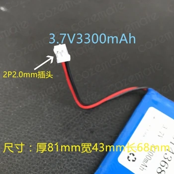 3,7 V 3300mAh 814368 Li-Polymer Lithium-Ion / Li-ion Batteri til BLUETOOTH Mp3 Mp4 Model TOY DVD-GPS Lamper, Skærme Mobiltelefon