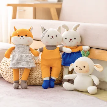 38CM kawaii animal crossing plys får strikket uld plys legetøj dukke fox søde dukke pude barn værelses hjem Gave til veninde
