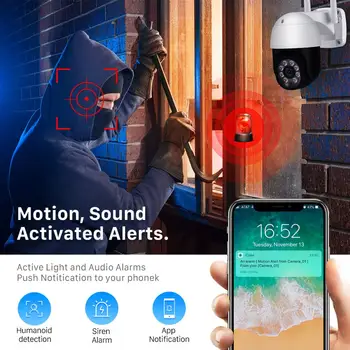 5MP PTZ WiFi Kamera Udendørs Menneskelige Opdage To-Vejs Audio DIY Alarm Lyd IP-Kamera, Lyd-IR Night Vision Video tv-Overvågning