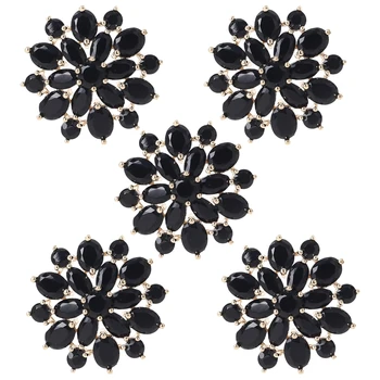 5Pcs 21mm Black Satin Blomst Formet Knapper med Metal Løkke, Smykker, Dekorationer for DIY Håndværk Beklædningsgenstand Tilbehør