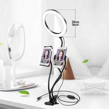 8inch Ring Light Desktop sæt med Telefonen, Tablet-Holder til Makeup YouTube Video Live Stream Skønhed Selfie Belysning Lampe til iPad