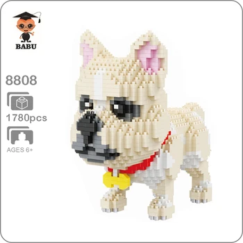 Babu 8808 Bulldog Hund Dyr 3D-Model 1780pcs DIY-Små Mini Diamant Blokke, Mursten Bygning Legetøj for Børn, ingen Box