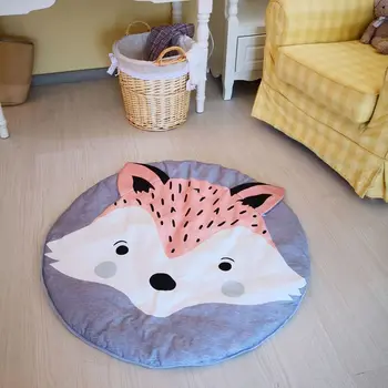 Baby Spille Mat Bebe Fox Tæpper til Børn Cartoon Animal 90CM Runde Playmat Stue, Soveværelse Mat Baby Room Decor Tæpper Gave