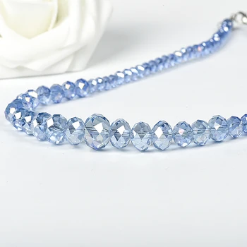 Bedst sælgende Blued Krystal Glas 6-14mm Facetteret Hjul Perle Halskæde Smykker Halskæde DIY design kvinders halskæde ferie gave