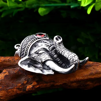 BEIER 316L rustfrit stål Dyr Amulet Røde Sten Klassiske Elefant Mænds Halskæde Mode smykker LHP147