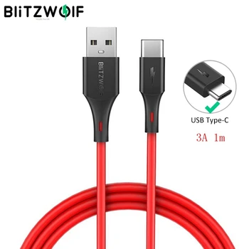 BlitzWolf 2 i 1 3A USB Type-C Hurtig Opladning Data Kabel 3 ft/0,9 m USB Oplader Ledning Til Oneplus 6 For Xiaomi Mi8 Mix For Huawei