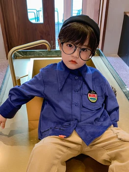 Boy ' s Langærmet Corduroy Shirt 2020 Nye Efteråret Tyk Trøje Stor Dreng koreansk Stil Shirt Efteråret