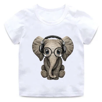 Børn søde elefant ridning motorcykel print T-shirt 3D-elefant-shirt til drenge og piger blød rund hals casual t-shirt