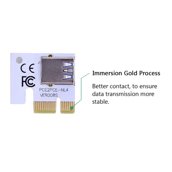 CHIPAL 100CM 60CM VER008S PCI-E Riser Card 008S PCI Express-PCIe 1X til 16X Adapter 4Pin 6Pin SATA Strøm til Bitcoin Miner Minedrift