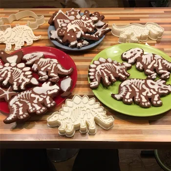 Delidge 3pcs/set Dinosaur-Formet Cookie Cutter Skimmel 3D-Kiks Dessert Bagning Mould Fondant Kage Udsmykning Værktøjer Dropshipping