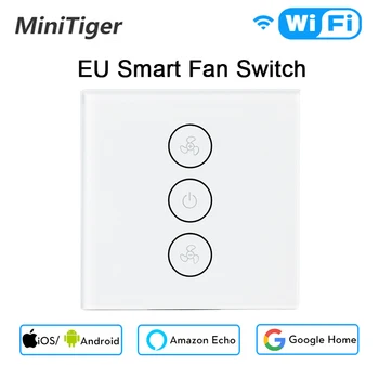 EU/US Tuya Smart Liv WiFi Smart Loft Ventilator Skifte APP Fjernbetjening Timer og Hastighed Kontrol Kompatibel med Alexa og Google Startside