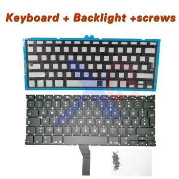 German Deutsch QWERTZ Tastatur Tastatur/Baggrundslys Baggrundsbelyst+skruer Til MacBook Air 13.3