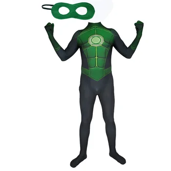 Green Lantern Superhelt Cosplay Kostume Bodysuit 3D-Print Spandex Lycra Zentai kostume Halloween Fest dragt med Maske