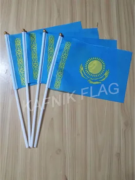 KAFNIK,10/20/50/100pcs Kasakhstan Hånd Flag Nationale Hånd Flag 14*21cm Polyester Flying Banner Brugerdefineret Hånd flag