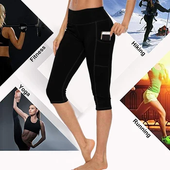 Kvinde Workout Fitness Capri Leggings Med Sidelomme Høj Talje, Der Kører Yoga Bukser Med Sportstøj Legging Sport Femme Bukser