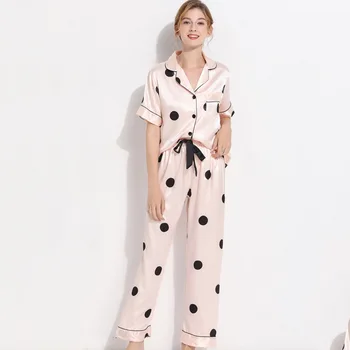 Kvindernes Dragt, Kort-langærmet Toppe med Lange Bukser Sæt Løs Stil High-end Nyeste Hjem, der Passer Satin Pijamas Kvinder Tøj 2020