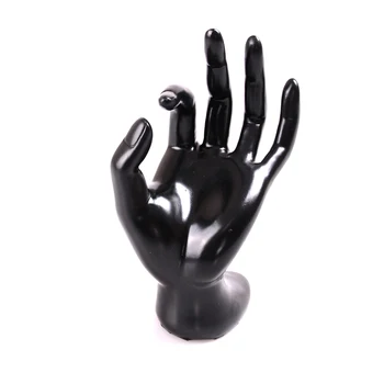 Lady Mannequin Ok Formet Stå Hånd i Black Velvet og en Ring, Armbånd, Halskæde Kæde Watch Displayet Holder Stand 11*17cm