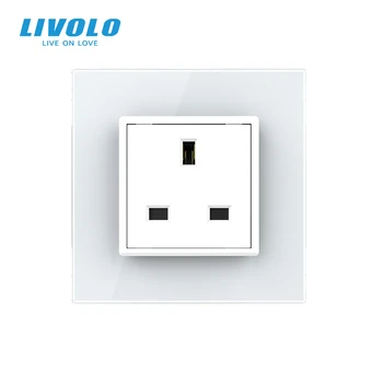 Livolo UK standard Stikkontakt, 13A nuværende, Luksus 3colors krystal glas panel, UK standard socket funktion