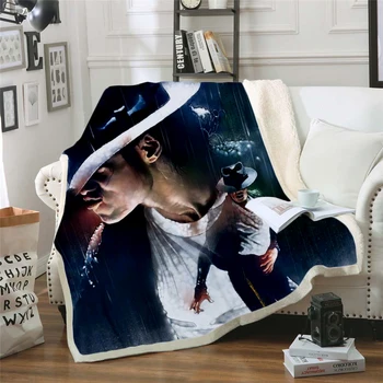 Michael Jackson 3d printet fleece tæppe til Senge Vandring Picnic Tyk Dyne Fashionable Sengetæppe Sherpa Smide Tæppe style-7