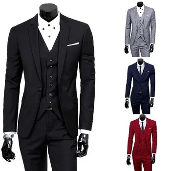 Mænds Mode Slim Passer til Business Casual Tøj Groomsman three-piece Suit Blazere Jakke, Bukser, Bukser, Vest Sæt