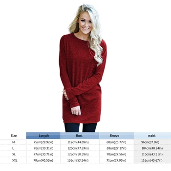 Ny Mode Efteråret Kvinder Løs Strikket Sweater Kort Kjole Afslappet Solid Farve Damer Langærmet Bunden Kjoler