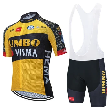 NYE 2021 JUMBO Cycling Team Jersey Cykel Shorts Tøj Mtb Ropa Sommeren Hurtig Tør Åndbar pro CYKLING Maillot Culotte bære