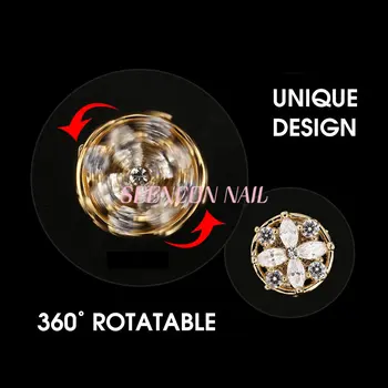 Nye 5pcs/masse roterbar zircon nail art smykker, dekoration metal luksus diamant søm tilbehør professional nail art forsyninger