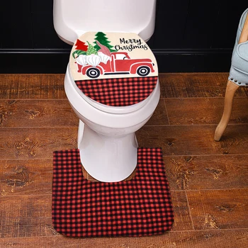 Party Hjem Dekoration Forsyninger Gave Badeværelse Toilet Foot Pad Seat Dækkappe Christmas Festival Indretning Tilbehør