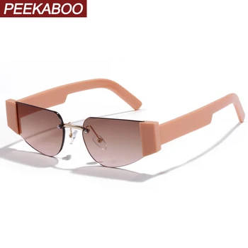 Peekaboo cat eye solbriller kvinder uindfattede 2021 damer retro solbriller uv400 rammeløse pink sort fødselsdag gaver sælger