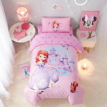 Pink Disney Tegnefilm Frosne Sengetøj sæt til Baby Piger 120*150 CM Krybbe-Størrelse Dyne Dyne Bomuld Sengetæpper Børn Dyner
