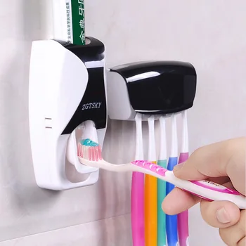 Praktisk tandbørsteholder Multi-funktion Spare Plads Tandbørste Tandpasta Badeværelse Tilbehør, der er Holdbare Tandpasta Dispenser