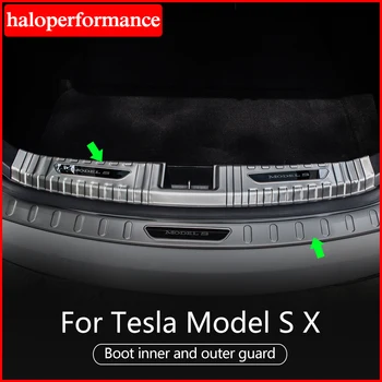 Rustfrit stål kuffert indre vagt For Tesla Model S Tilbehør Indvendige Bageste stødfanger Plade Cover Trim for tesla model x 2020