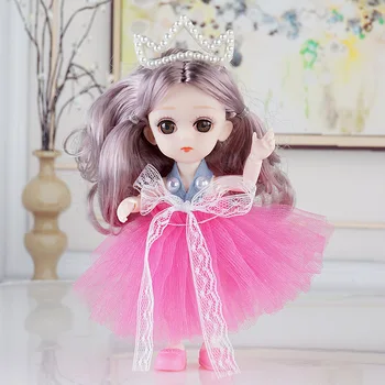 Skønhed Prinsesse Dukke Kjole Med Fashion Søde 16cm 1/12 BJD Dukke Legetøj Til Børn Simulering af 3D-Dukke Gave Blød Body Til Pige Toy