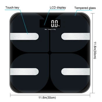Smart Digital Skala kropsfedt Vægt Balance Bluetooth-Gulvtæppe Skala Elektronisk LCD-Badeværelse Vægt Skalaer Connect APP, Android, IOS