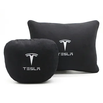 Styling Hukommelse Blød Komfortabel autostol Hovedstøtte Hals Pude Pude Beskytte Logo Tilbehør til Tesla Model S Model X Model 3