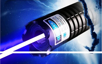Super Kraftig blå laser pointers 300W 300000m 450nm Lommelygte lys brændende tændstik/tørt træ/sort/brænde cigaretter+gaveæske