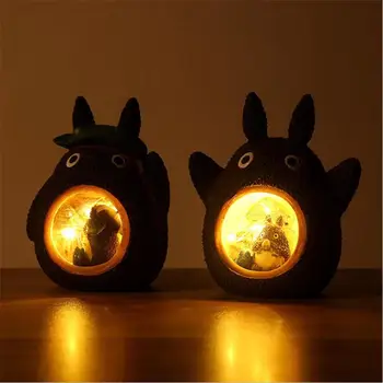 Søde Totoro Lampe Harpiks LED Nat Lys Tegnefilm Chinchilla Landskab Stjerne lys Soveværelse sengelampe, Fødselsdag, Gave Dekoration
