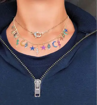 Zircon kvast halskæder & vedhæng til kvinder farverige charme choker statement halskæde mode
