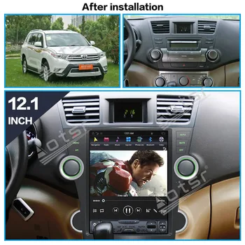 128G For Toyota Highlander Android-Radio, båndoptager 2007-2013 Car Multimedia Afspiller Stereo-hovedenheden PX6 Tesla GPS Navi Lyd