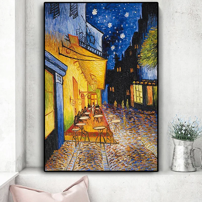Berømte Van Gogh-Cafe Terrasse Natten Olie Reproduktioner af malerier på Lærred Plakater og Prints Væg Kunst Billede til Hjemmet Indretning for / Home \ www.45870326.dk