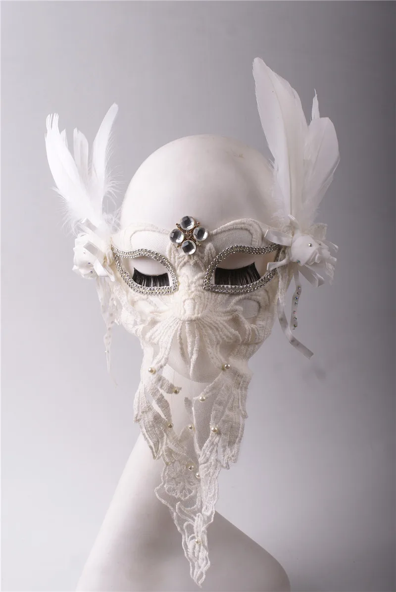 Kvinder Prinsesse Venetianske Mardi Maskerade Hvide Fjer Masker Jul for / Ny \ www.45870326.dk
